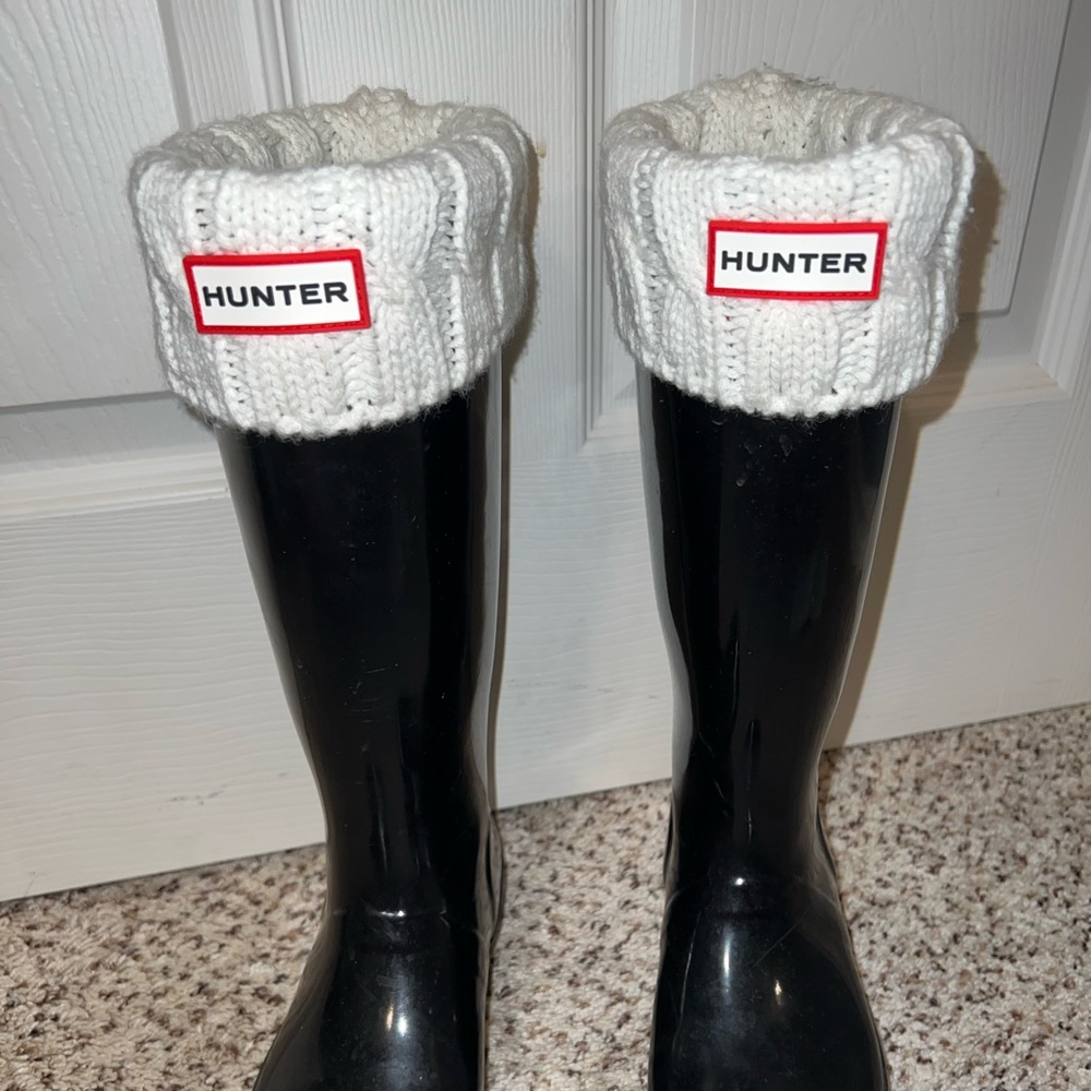 White Knit Hunter Boot Socks